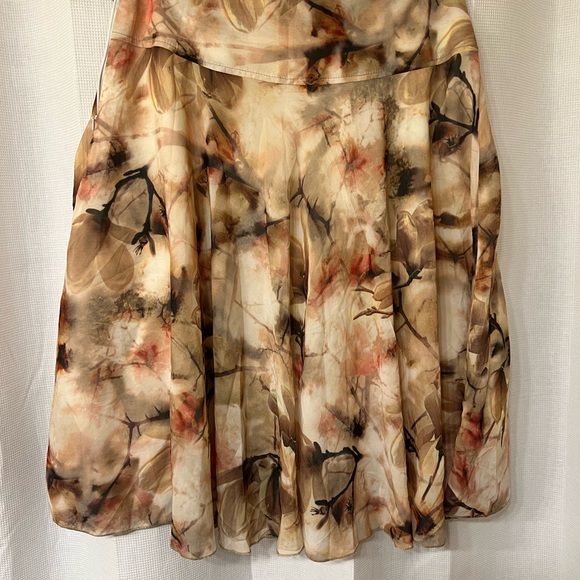 Grunge silk watercolor Floral Print Women's silk blend midi Skirt NWT whimsical - Picture 2 of 4
